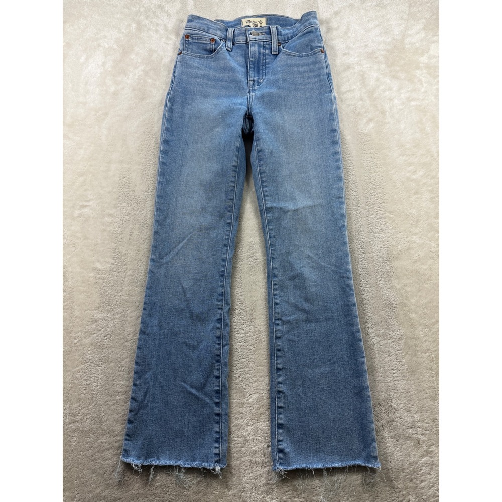 Madewell Womens Mid-Rise Kick Out Raw Hem Blue Jeans 23 Meas: 24x27